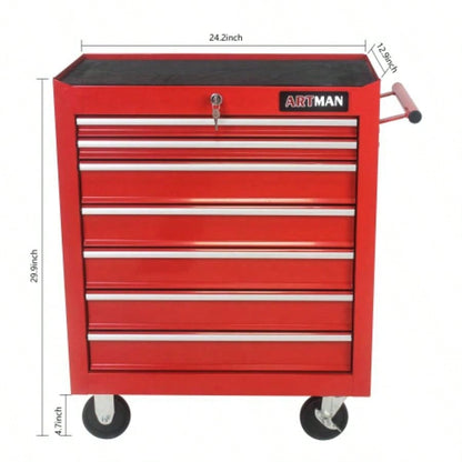 DRAWERS MULTIFUNCTIONAL CART WITH WHEELS - RED