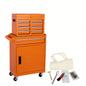 Chest, 5 - Drawer Rolling Storage Cabinet with Detachable Top Box, Liner, Universal Lockable Wheels, Adjustable Shelf, Locking Mechanism, Metal Cart, 154pcs tools