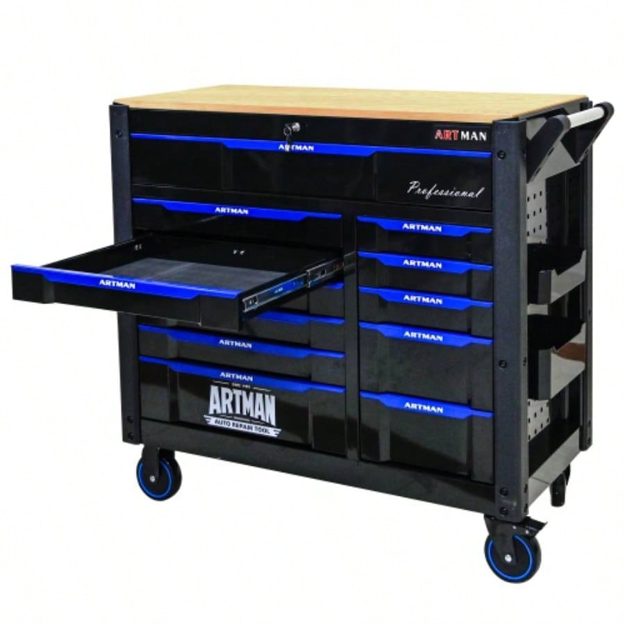 12 - Layer Drawer Multi - purpose Car, With Wheels, Wooden Countertops
