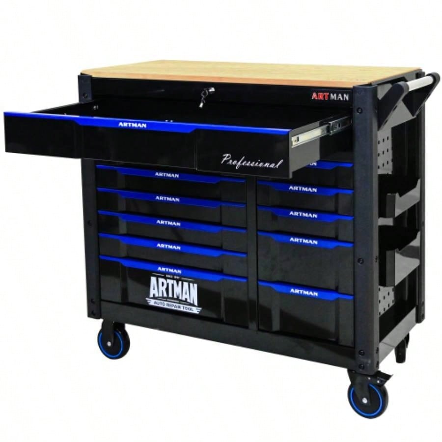 12 - Layer Drawer Multi - purpose Car, With Wheels, Wooden Countertops