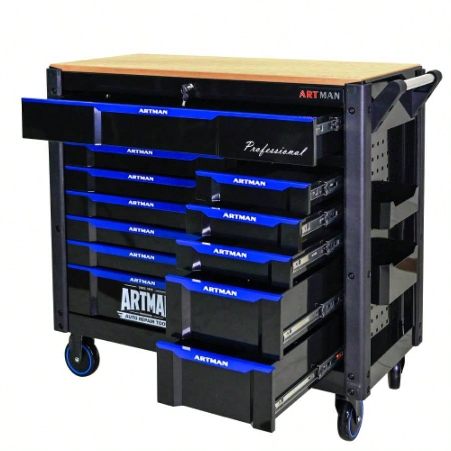 12 - Layer Drawer Multi - purpose Car, With Wheels, Wooden Countertops