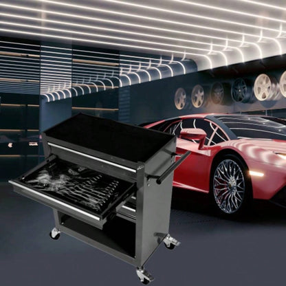 4 - Drawer Rrolling Box, 24.4 With 4 Wheels and Drawers With Tools, Garage, Warehouse, Workshop, Shop, BLACK