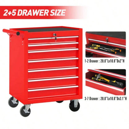 Rolling Chest with - Drawer Box with Wheels Multifunctional Cart Mechanic Storage Cabinet Garage, Warehouse, Workshop, Repair Shop