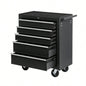 5 - Drawer Rolling Chest/Lock Key, Storage Cabinet with Wheels, Top Cushion Drawer Liners, Organizer Box Garage, Warehouse Repair Shop