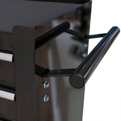 4 - Drawer Rrolling Box, 24.4 With 4 Wheels and Drawers With Tools, Garage, Warehouse, Workshop, Shop, BLACK