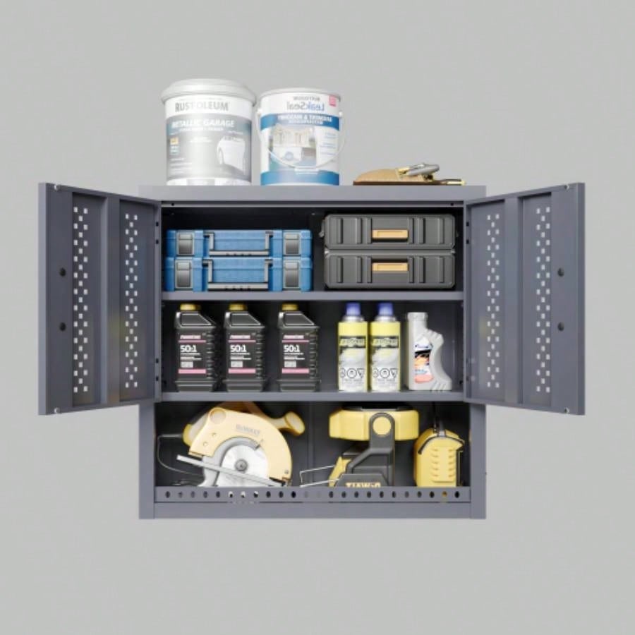 Metal garage cabinet with door, wall - mounted storage cabinet, floating cabinet basements, kitchens, and warehouses gray, 30.31 H
