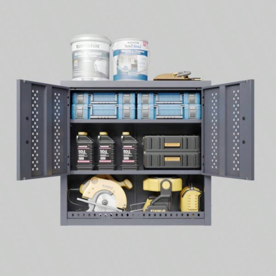 Metal garage cabinet with door, wall - mounted storage cabinet, floating cabinet basements, kitchens, and warehouses gray, 30.31 H