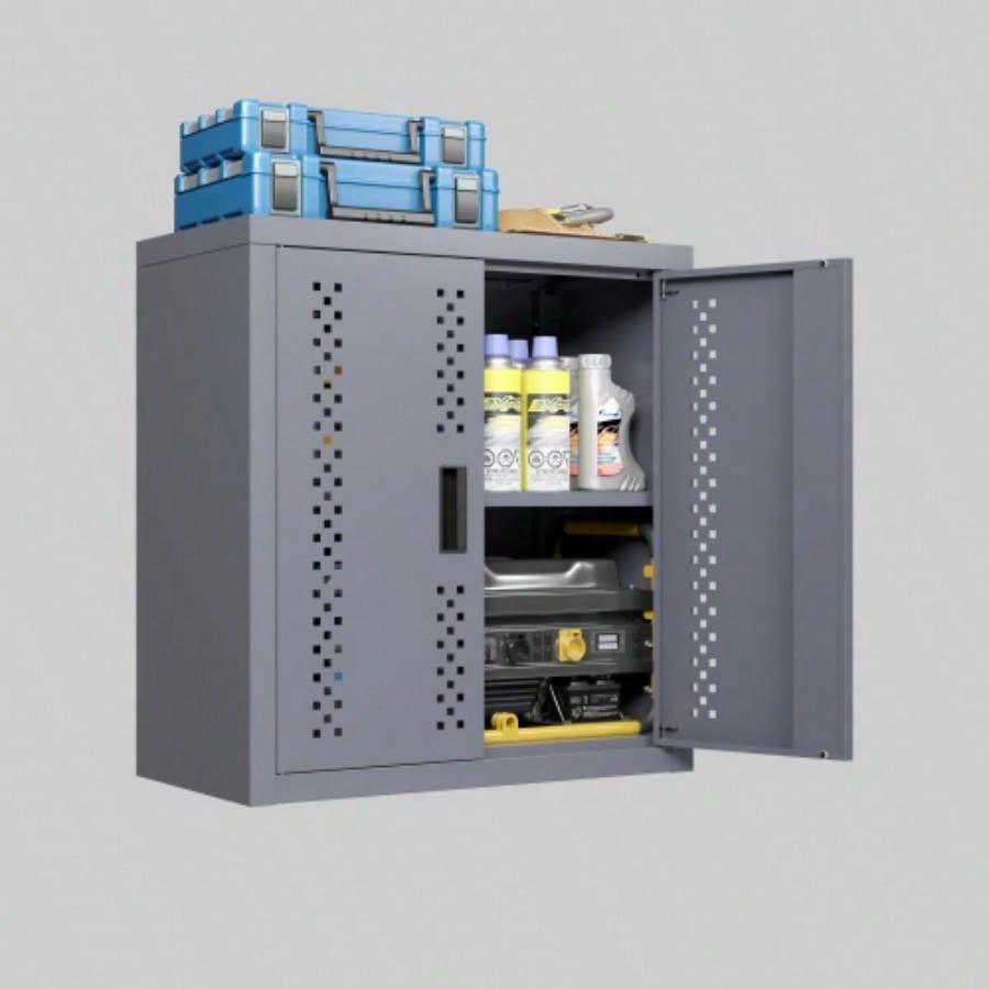 Metal garage cabinet with door, wall - mounted storage cabinet, floating cabinet basements, kitchens, and warehouses gray, 13.77 H