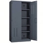 Metal garage storage cabinet with 2 doors and 4 adjustable shelves - 71.96 - inch steel lockable file cabinet with pegboard interior, suitable home offices, garages, gyms, schools gray
