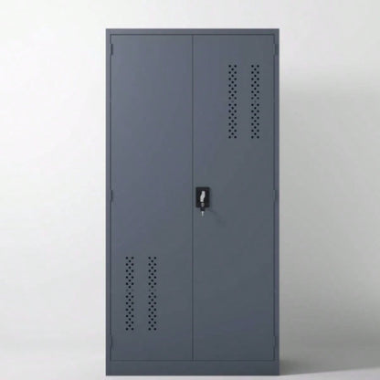Metal garage storage cabinet with 2 doors and 4 adjustable shelves - 71.96 - inch steel lockable file cabinet with pegboard interior, suitable home offices, garages, gyms, schools gray
