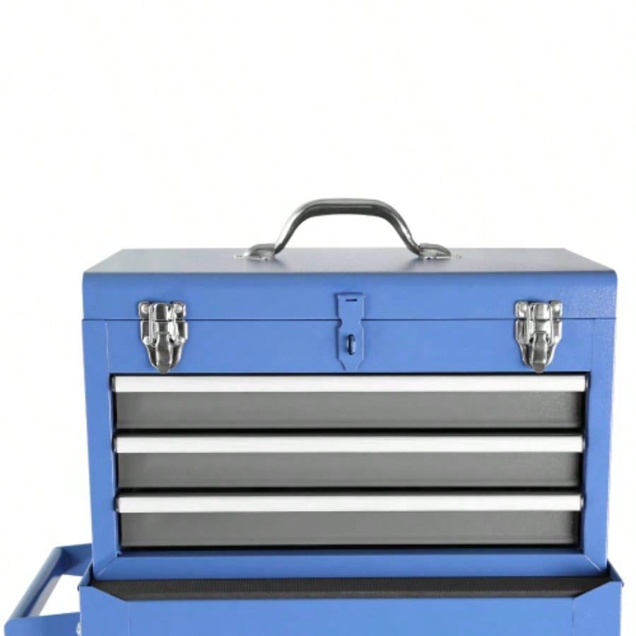 Rolling Garage Workshop Organizer: Detachable 3 Drawer Chest with Large Storage Cabinet and Adjustable Shelf