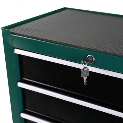 5 - Drawers Rolling Chest, Cabinet on Wheels with Keyed Locking System and Drawer Liners, Chest with Link and can be Combined to Large Cabinet Set, Warehouse, Garage