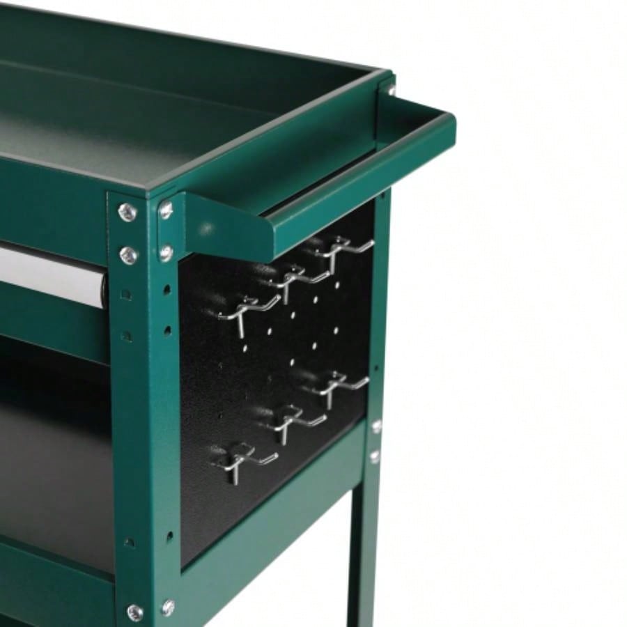 3 Tier Rolling Cart, Heavy Duty Utility Cart Organizer with Storage Drawer, Industrial Commercial Service Cart Mechanics, Garage, Warehouse Repair Shop