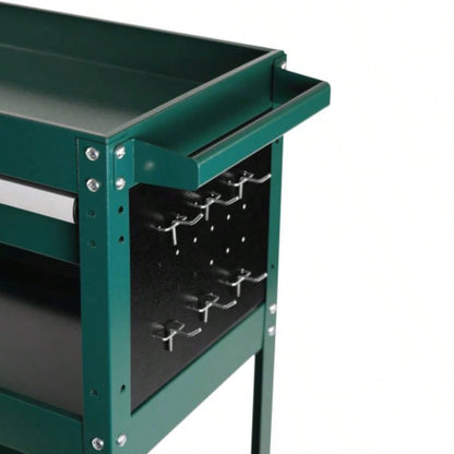 3 Tier Rolling Cart, Heavy Duty Utility Cart Organizer with Storage Drawer, Industrial Commercial Service Cart Mechanics, Garage, Warehouse Repair Shop