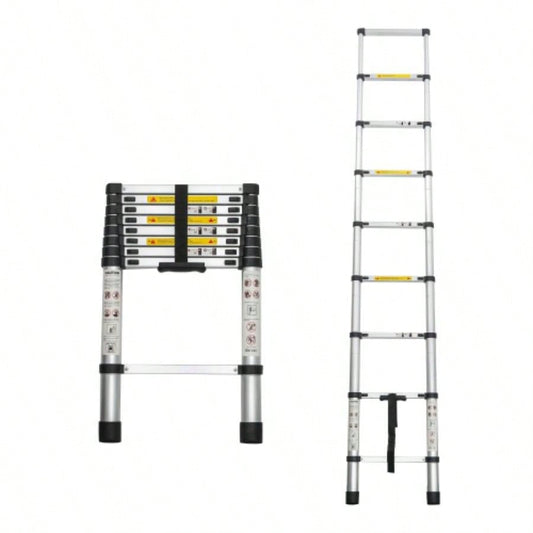 Telescoping Ladder 8.5FT, Telescopic Extension Ladder, Aluminum Alloy Folding Ladder Portable Multi - Purpose Indoor Outdoor Work, Heavy Duty 300 lbs Load