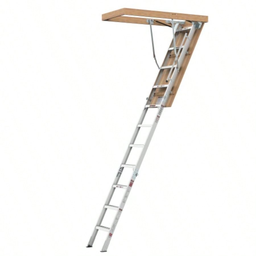 Household Aluminum Attic Ladder 25x 54, 350lbs Capacity, - 10 ft Ceiling Height