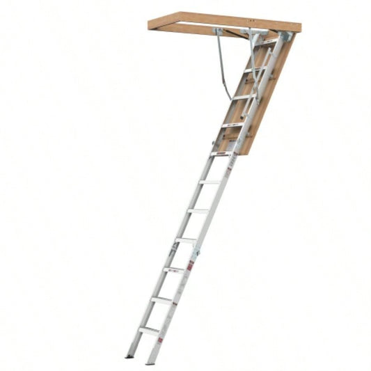 Household Aluminum Attic Ladder 25x 54, 350lbs Capacity, - 10 ft Ceiling Height