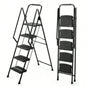 ladder, folding ladder stool, with anti slip wide pedals, steel ladder, with safety anti slip handle, lightweight 300 pound portable steel ladder stool in White 5 steps