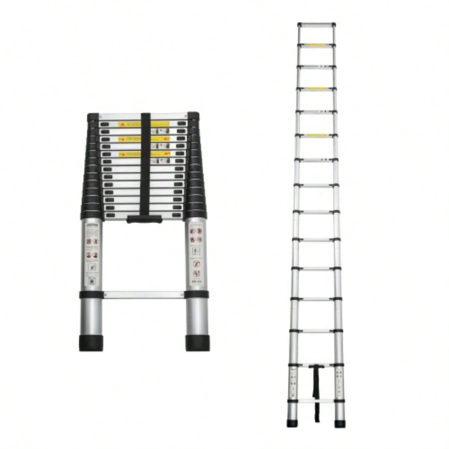 Telescoping Ladder 8.5FT, Telescopic Extension Ladder, Aluminum Alloy Folding Ladder Portable Multi - Purpose Indoor Outdoor Work, Heavy Duty 300 lbs Load
