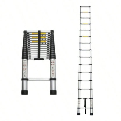 Telescoping Ladder 8.5FT, Telescopic Extension Ladder, Aluminum Alloy Folding Ladder Portable Multi - Purpose Indoor Outdoor Work, Heavy Duty 300 lbs Load