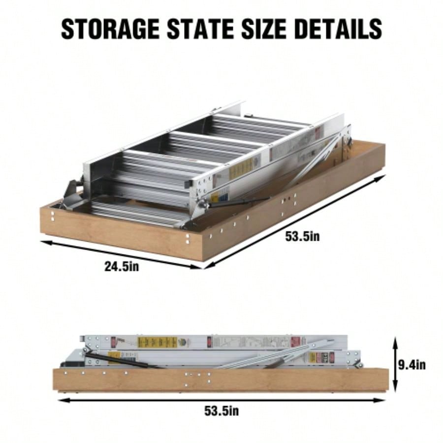 Household Aluminum Attic Ladder 25x 54, 350lbs Capacity, - 10 ft Ceiling Height