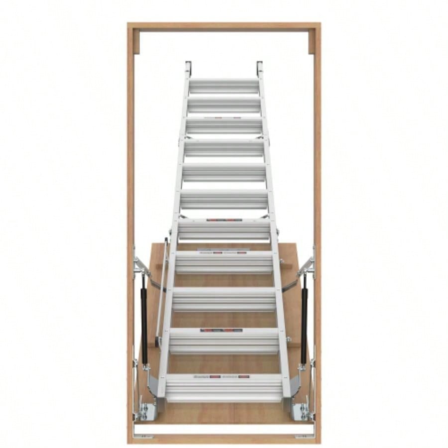 Household Aluminum Attic Ladder 25x 54, 350lbs Capacity, - 10 ft Ceiling Height