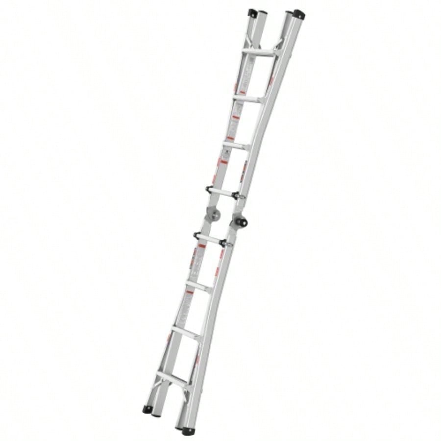 17ft Multi - Position Foldable Aluminum Ladder, A - Frame and Straight Ladder, ANSI 250lbs