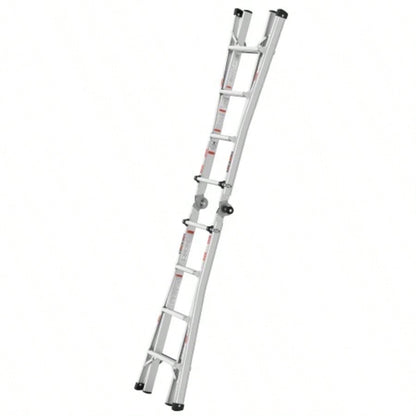 17ft Multi - Position Foldable Aluminum Ladder, A - Frame and Straight Ladder, ANSI 250lbs