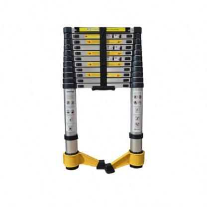 11.5 FT aluminum telescopic ladder, equipped with 360 rotatable stabilizer bar and metal suction magnetic strip, compact and portable anti slip folding ladder, multi - purpose telescopic ladder