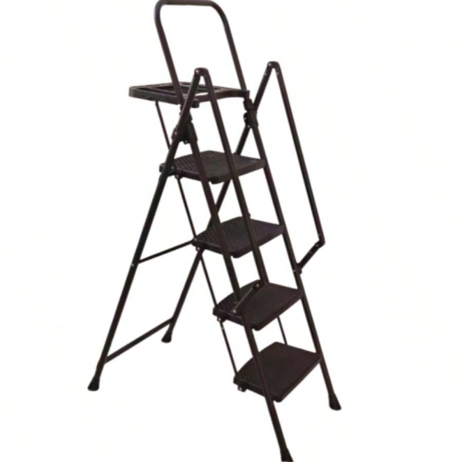 4 Step Ladder, Folding Step Stool with Non - Slip Wide Pedals, Soft Handle, Non - Slip Feet, Sturdy Steel Construction, 440 lb Capacity Steel Ladder, Suitable Home Office