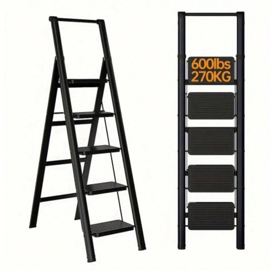 5 - step ladder folding step stool, 5 - step ladder with anti slip wide pedals, lightweight and easy to carry handle folding ladder, multi - purpose steel ladder, suitable home and office use