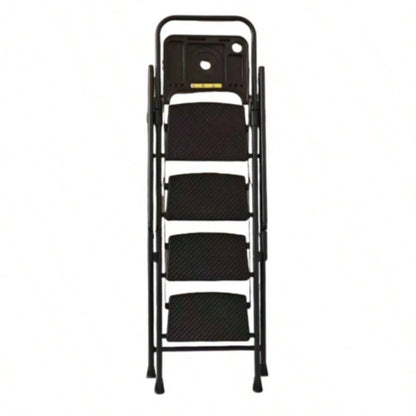 4 Step Ladder, Folding Step Stool with Non - Slip Wide Pedals, Soft Handle, Non - Slip Feet, Sturdy Steel Construction, 440 lb Capacity Steel Ladder, Suitable Home Office