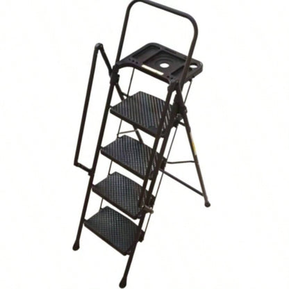 4 Step Ladder, Folding Step Stool with Non - Slip Wide Pedals, Soft Handle, Non - Slip Feet, Sturdy Steel Construction, 440 lb Capacity Steel Ladder, Suitable Home Office