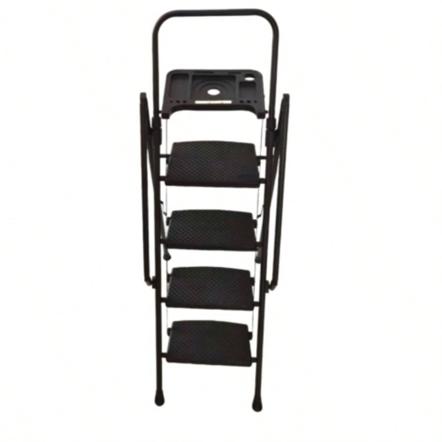 4 Step Ladder, Folding Step Stool with Non - Slip Wide Pedals, Soft Handle, Non - Slip Feet, Sturdy Steel Construction, 440 lb Capacity Steel Ladder, Suitable Home Office