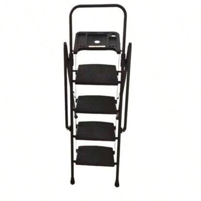 4 Step Ladder, Folding Step Stool with Non - Slip Wide Pedals, Soft Handle, Non - Slip Feet, Sturdy Steel Construction, 440 lb Capacity Steel Ladder, Suitable Home Office