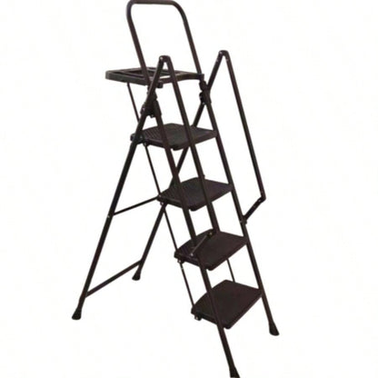 4 Step Ladder, Folding Step Stool with Non - Slip Wide Pedals, Soft Handle, Non - Slip Feet, Sturdy Steel Construction, 440 lb Capacity Steel Ladder, Suitable Home Office