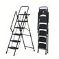 4 Step Ladder, Folding Step Stool with Non - Slip Wide Pedals, Soft Handle, Non - Slip Feet, Sturdy Steel Construction, 440 lb Capacity Steel Ladder, Suitable Home Office