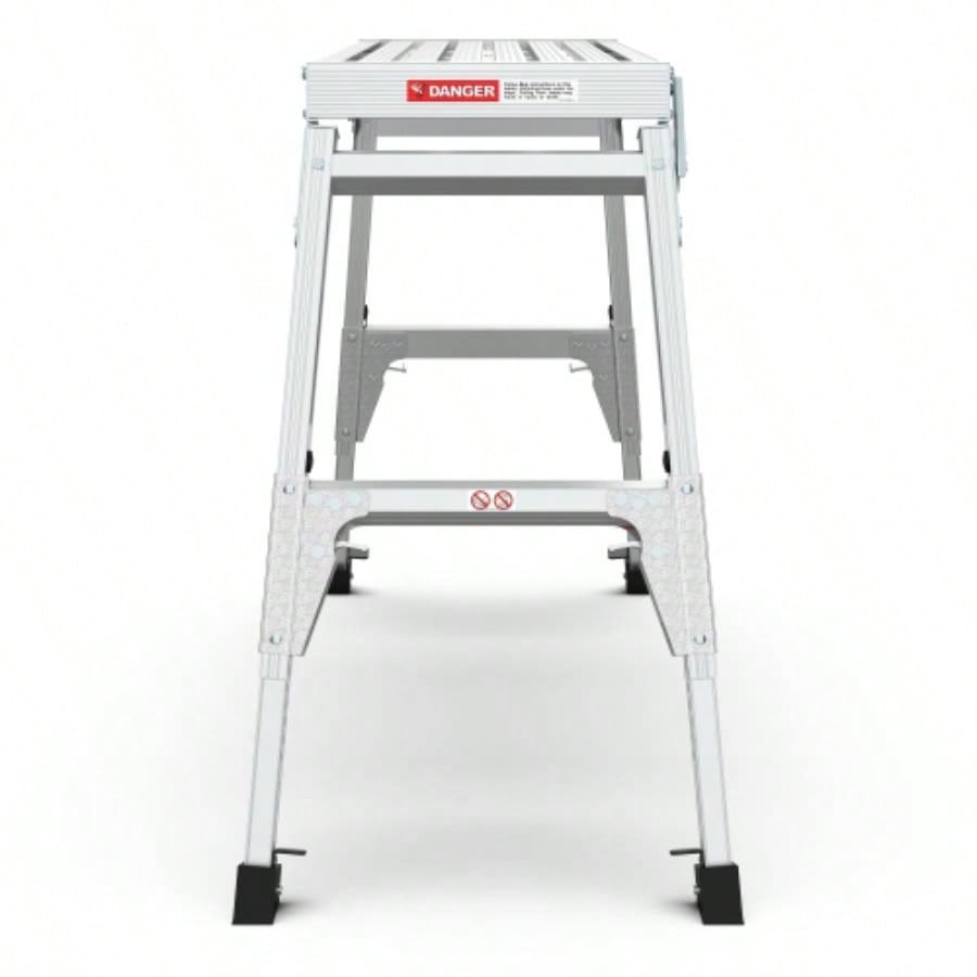 Aluminum Work Platform Large Size Step Stool Folding Portable Work 40 Width Telescopic Feet 22 - 27.5 Height Adjustable