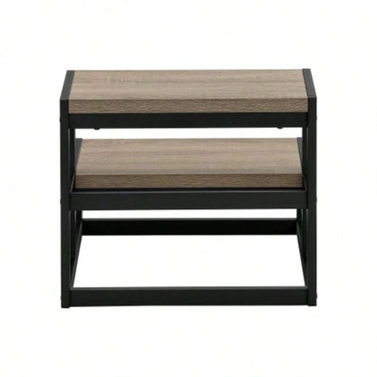 Ladder, Step Stool, Bedroom, Kitchen, Black Metal, Dark Taupe Laminate, Contemporary