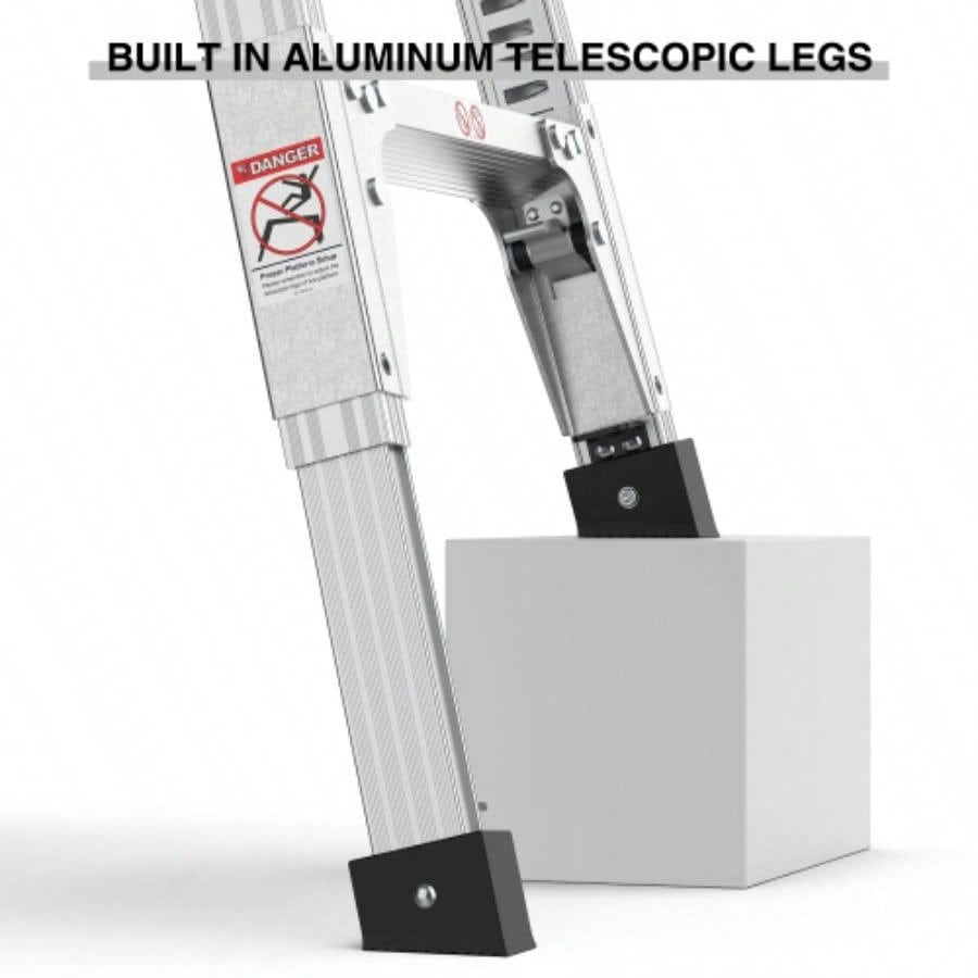 Aluminum Work Platform Large Size Step Stool Folding Portable Work 40 Width Telescopic Feet 22 - 27.5 Height Adjustable