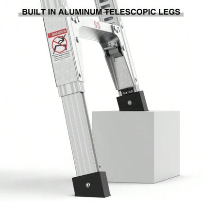 Aluminum Work Platform Large Size Step Stool Folding Portable Work 40 Width Telescopic Feet 22 - 27.5 Height Adjustable