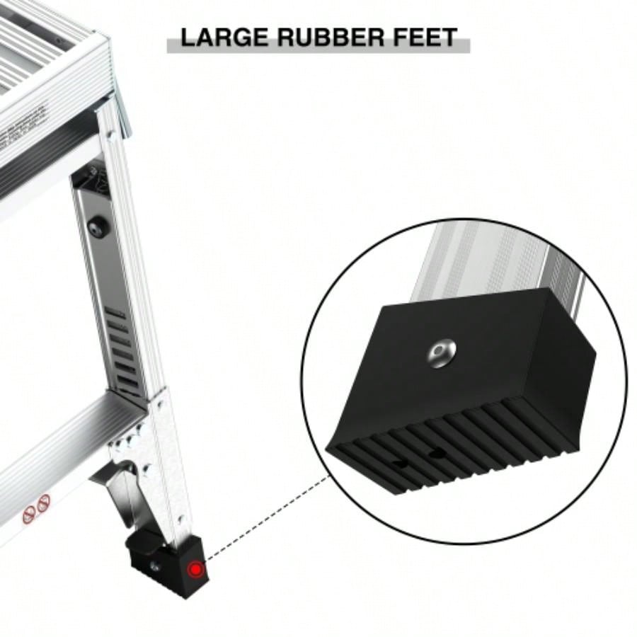 Aluminum Work Platform Large Size Step Stool Folding Portable Work 40 Width Telescopic Feet 22 - 27.5 Height Adjustable