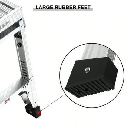 Aluminum Work Platform Large Size Step Stool Folding Portable Work 40 Width Telescopic Feet 22 - 27.5 Height Adjustable