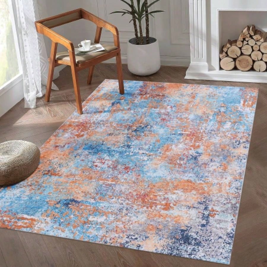 LOOM LUXE 8x10 Area Rugs Living Room, Washable Rug, Low - Pile, Non - Slip, Non - Shedding, Foldable, Kid Pet Friendly - Area Rugs living room, bedroom, kitchen Multi, 8x 10