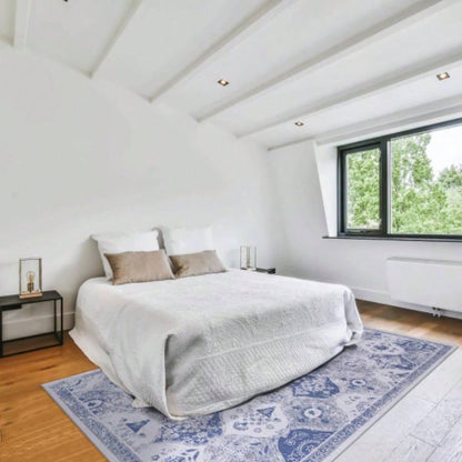 NAAR MAVAL Blue Washable Rug 5x8 Area Rug Blue, 5x 8