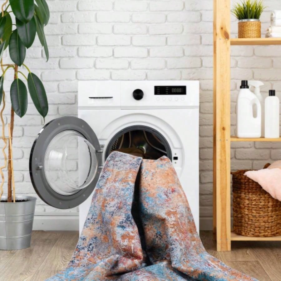 LOOM LUXE 8x10 Area Rugs Living Room, Washable Rug, Low - Pile, Non - Slip, Non - Shedding, Foldable, Kid Pet Friendly - Area Rugs living room, bedroom, kitchen Multi, 8x 10