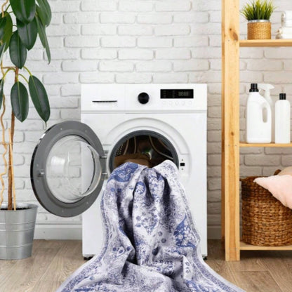 NAAR MAVAL Blue Washable Rug 5x8 Area Rug Blue, 5x 8