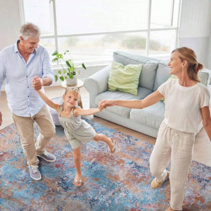LOOM LUXE 8x10 Area Rugs Living Room, Washable Rug, Low - Pile, Non - Slip, Non - Shedding, Foldable, Kid Pet Friendly - Area Rugs living room, bedroom, kitchen Multi, 8x 10