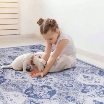 NAAR MAVAL Blue Washable Rug 5x8 Area Rug Blue, 5x 8