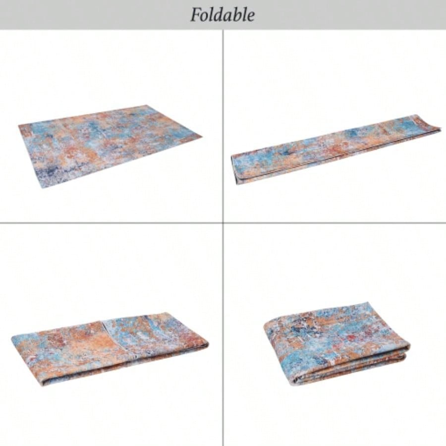 LOOM LUXE 8x10 Area Rugs Living Room, Washable Rug, Low - Pile, Non - Slip, Non - Shedding, Foldable, Kid Pet Friendly - Area Rugs living room, bedroom, kitchen Multi, 8x 10